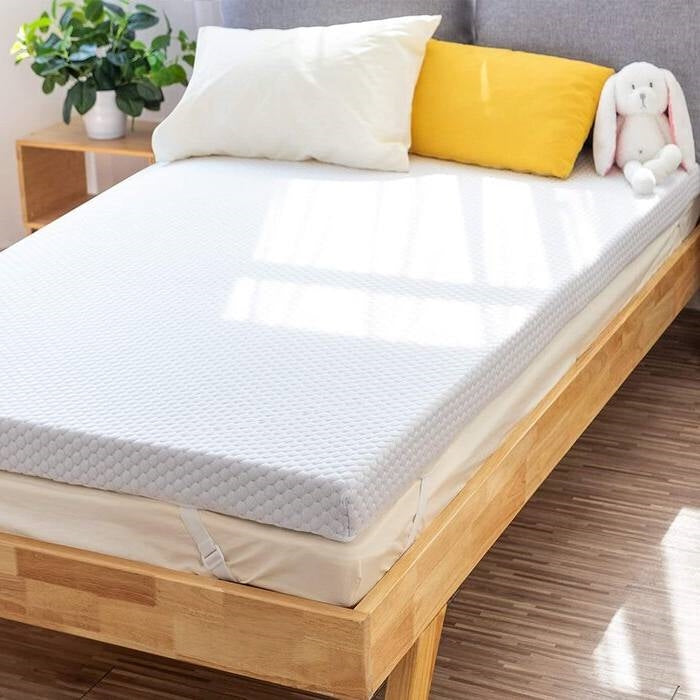 Full size 3-inch Memory Foam Mattress Topper with Removeable Baffle Box Cover-0