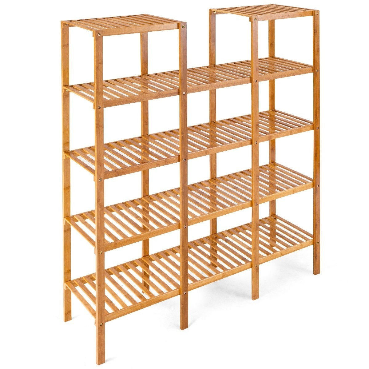 Bamboo Wood 4-Shelf Bookcase Plant Stand Shelving Unit-2