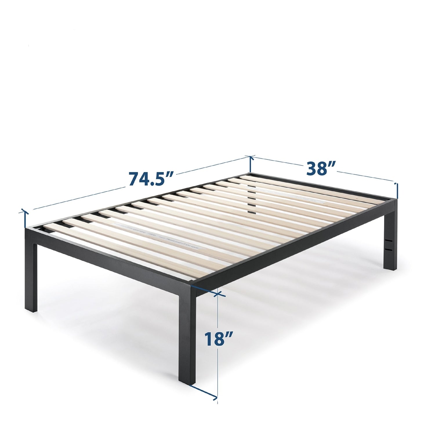 Twin size 18 Inch Easy Assemble Metal Platform Bed Frame Wooden Slats-1