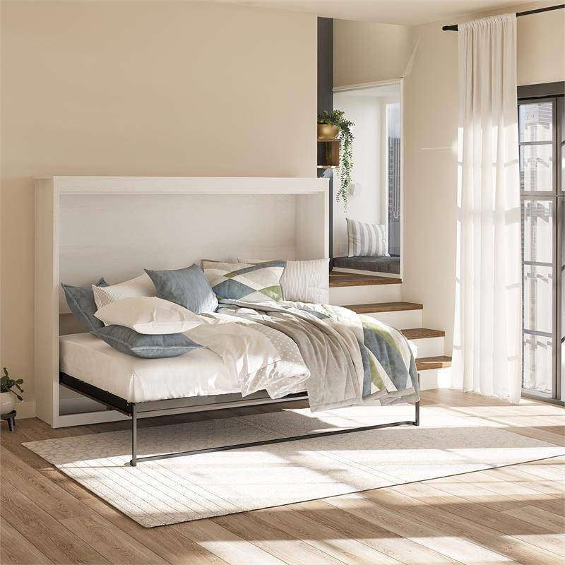 Full size Murphy Bed Daybed in Ivory White Oak Finish-2