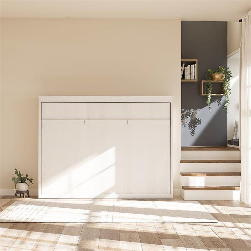 Full size Murphy Bed Daybed in Ivory White Oak Finish-3