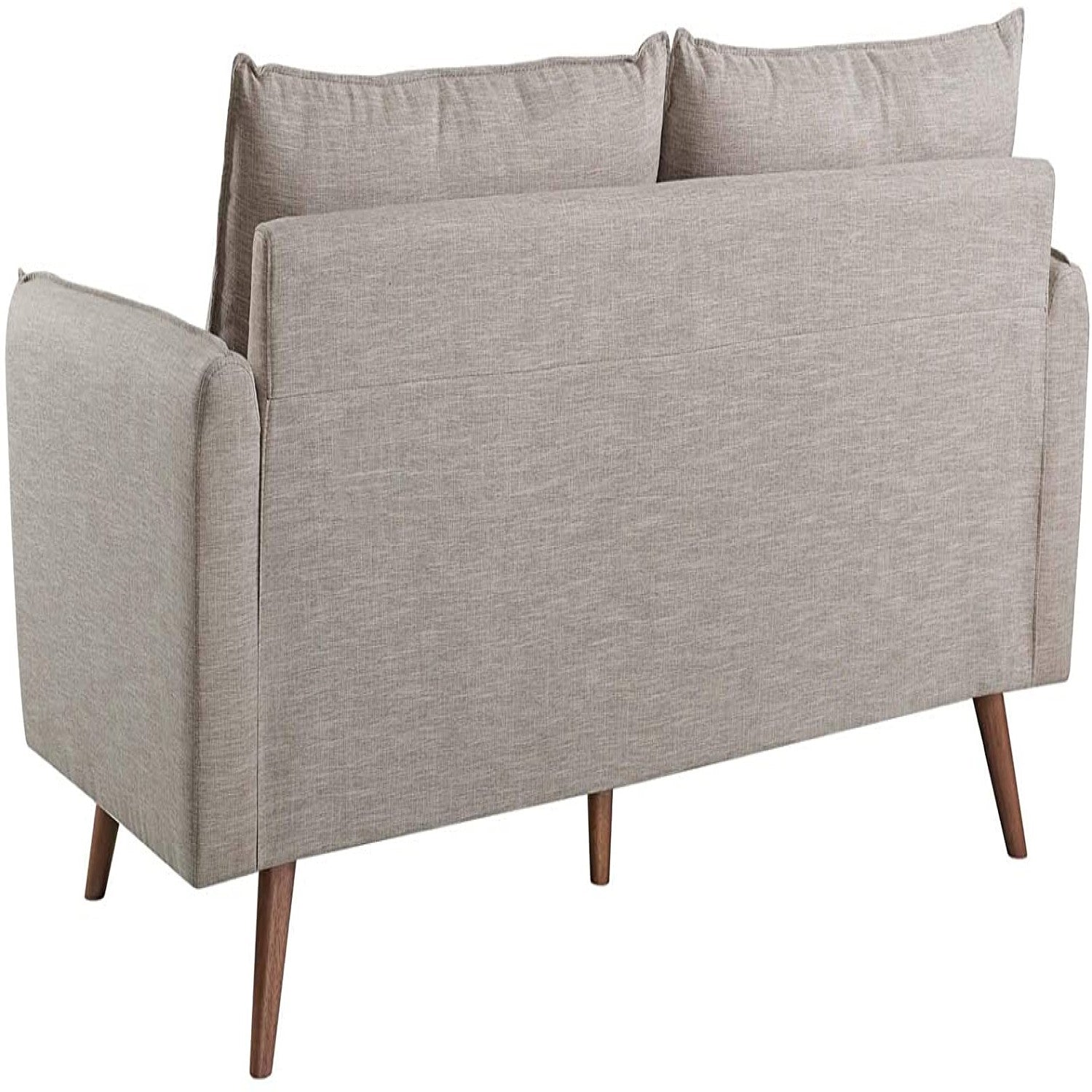 Modern Couch Beige Upholstered Sofa with with Mid-Century Style Wood Legs-2