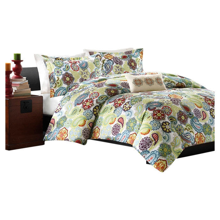 King size Multi Color Paisley 4 Piece Bed Bag Comforter Set-1