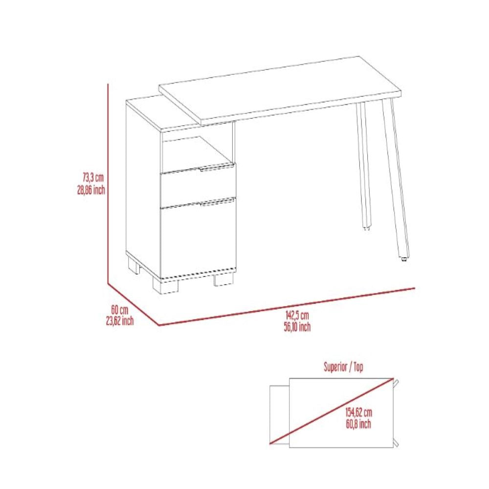 Writing Desk Madagascar, Two Legs, One Drawer, Mahogany Finish-4