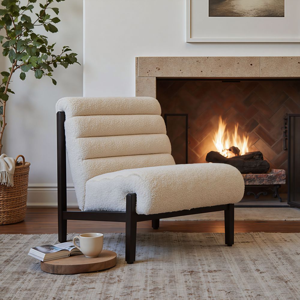 Maki Shearling Fabric Accent Chair