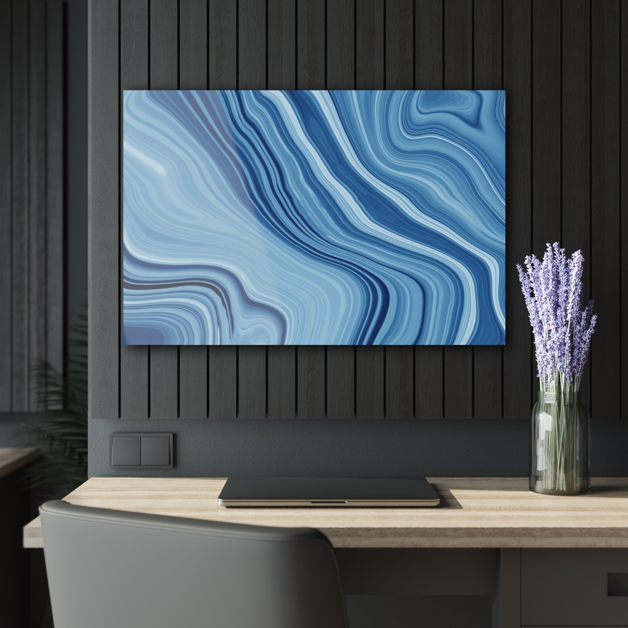 Tempered glass wall art - blue agate-3