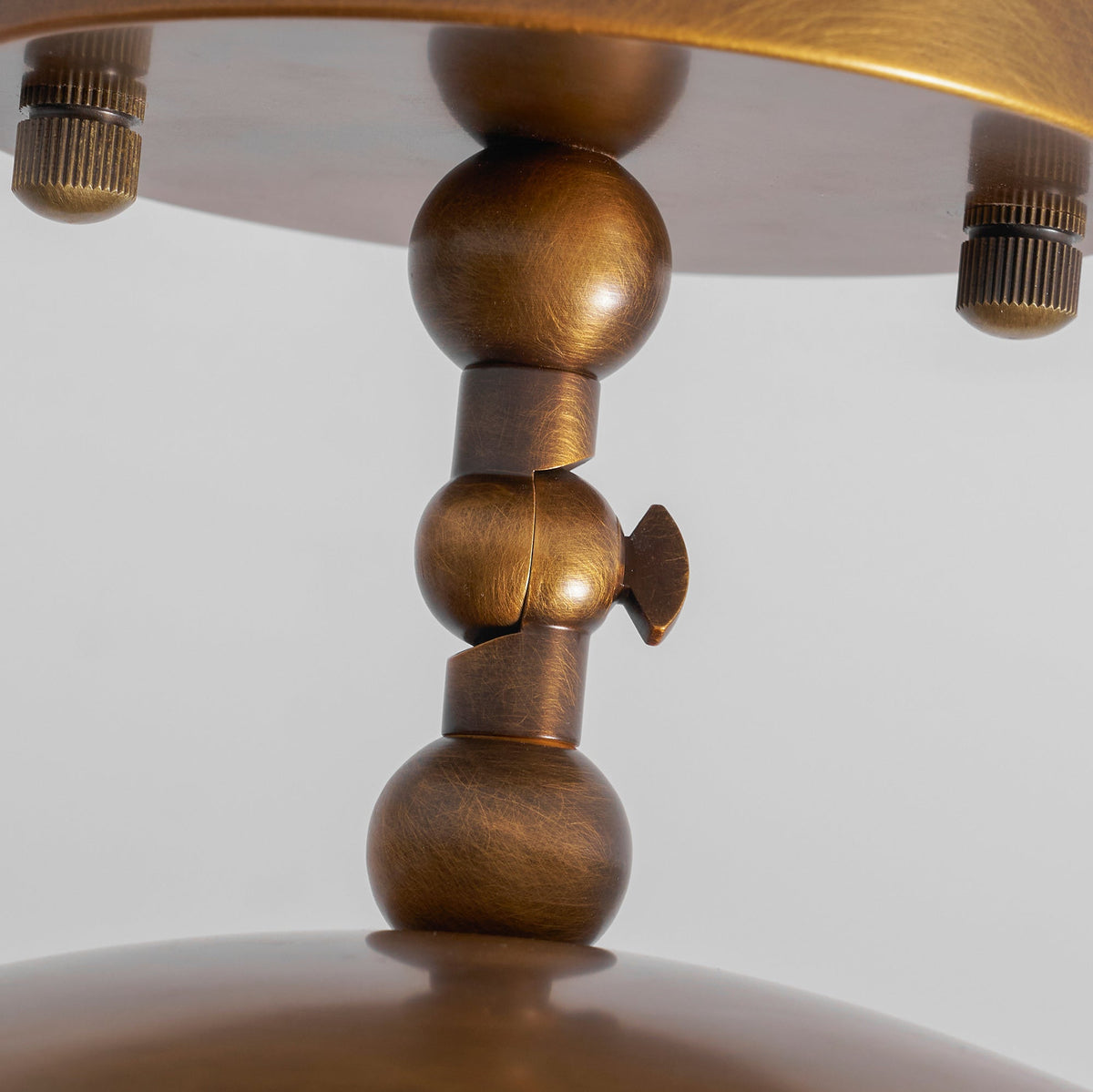 Brass Dome Semi-Flush Ceiling Lamp with Alabaster Shade | Mid-Century Light