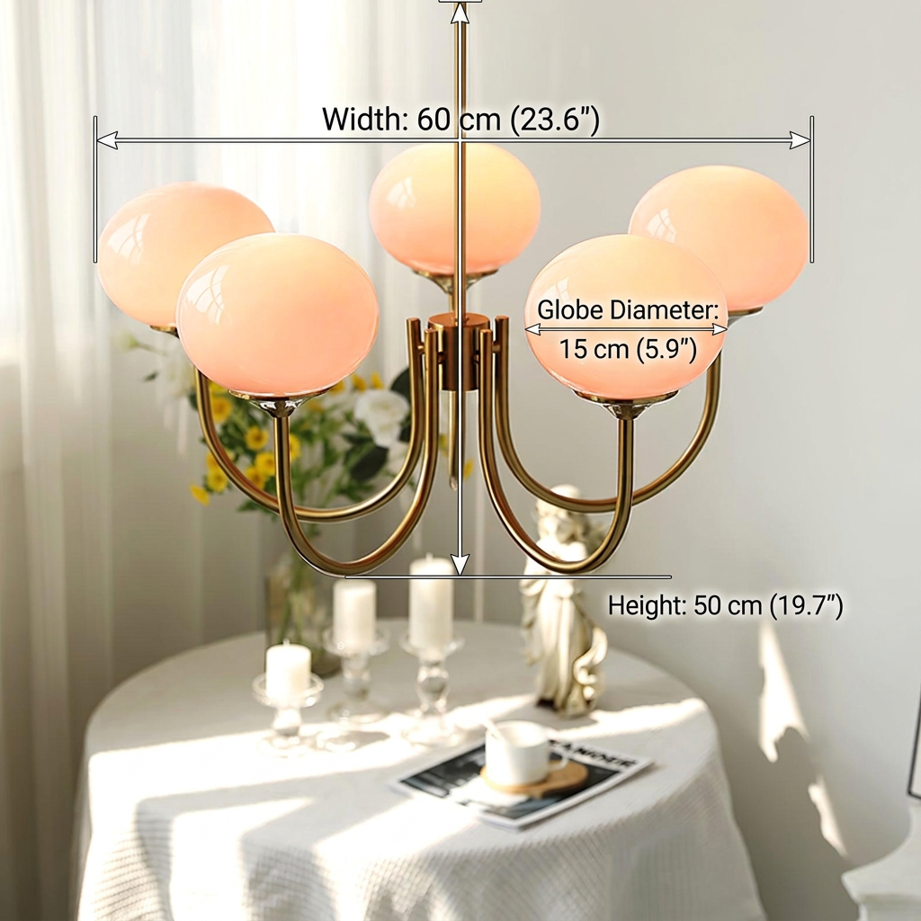 Marshmallow | Modern Glass Bubble Chandelier with Hand-Sprayed Pink Shades
