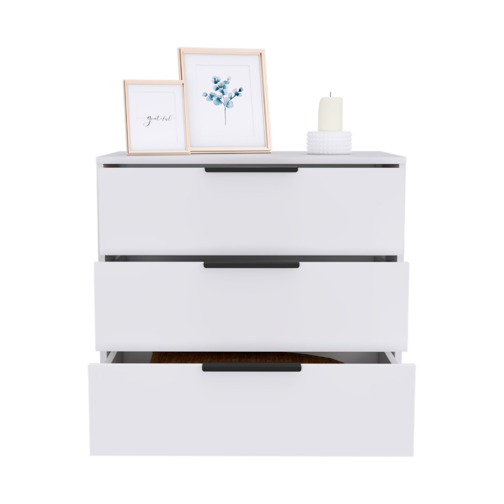 3 Drawers Dresser Maryland, Superior Top, White Finish-3