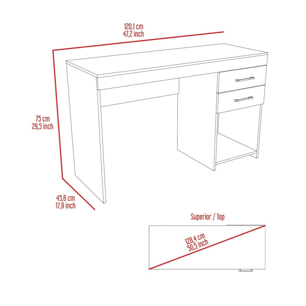 Computer Desk Limestone, Two Drawers, Light Gray Finish-4