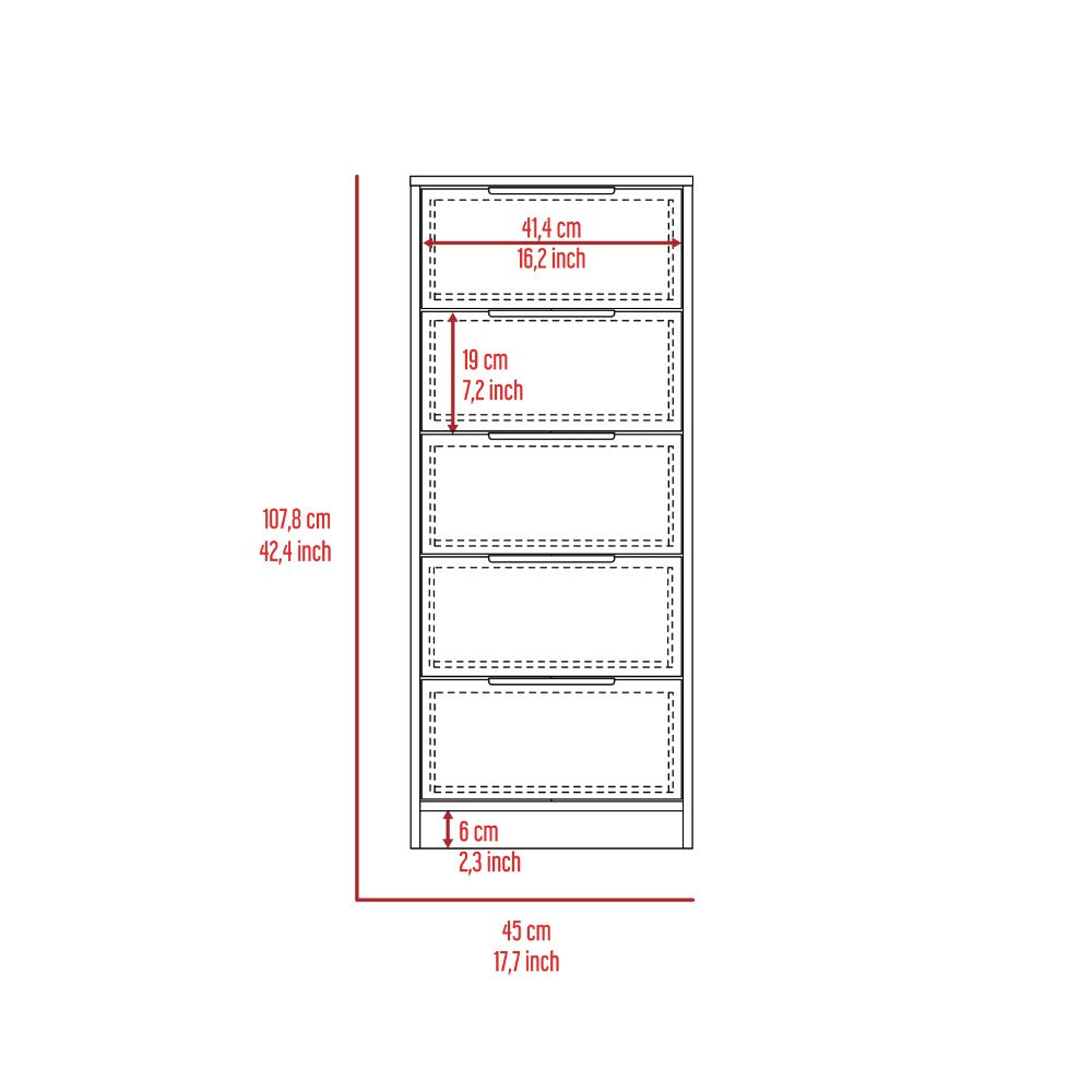 5 Drawers Dresser Maryland, Metal Handle, Black Wengue / Pine Finish-3