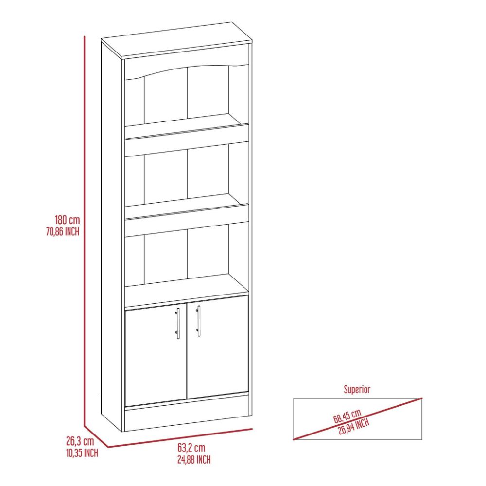 Bookcase Denver, Metal Hardware, Black Wengue Finish-4