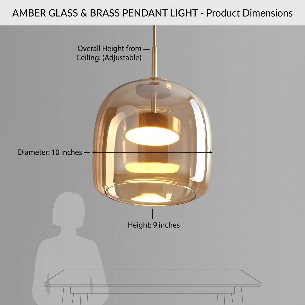 Smokara | Smoked Glass Globe Pendant Lamp with Metal Accents | Light for Kitchen Islands