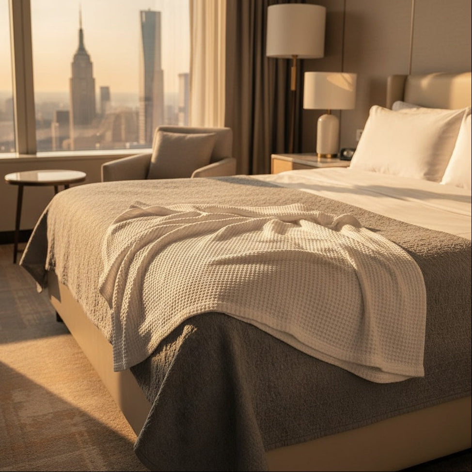 Microcheck Cotton Thermal Blanket-2