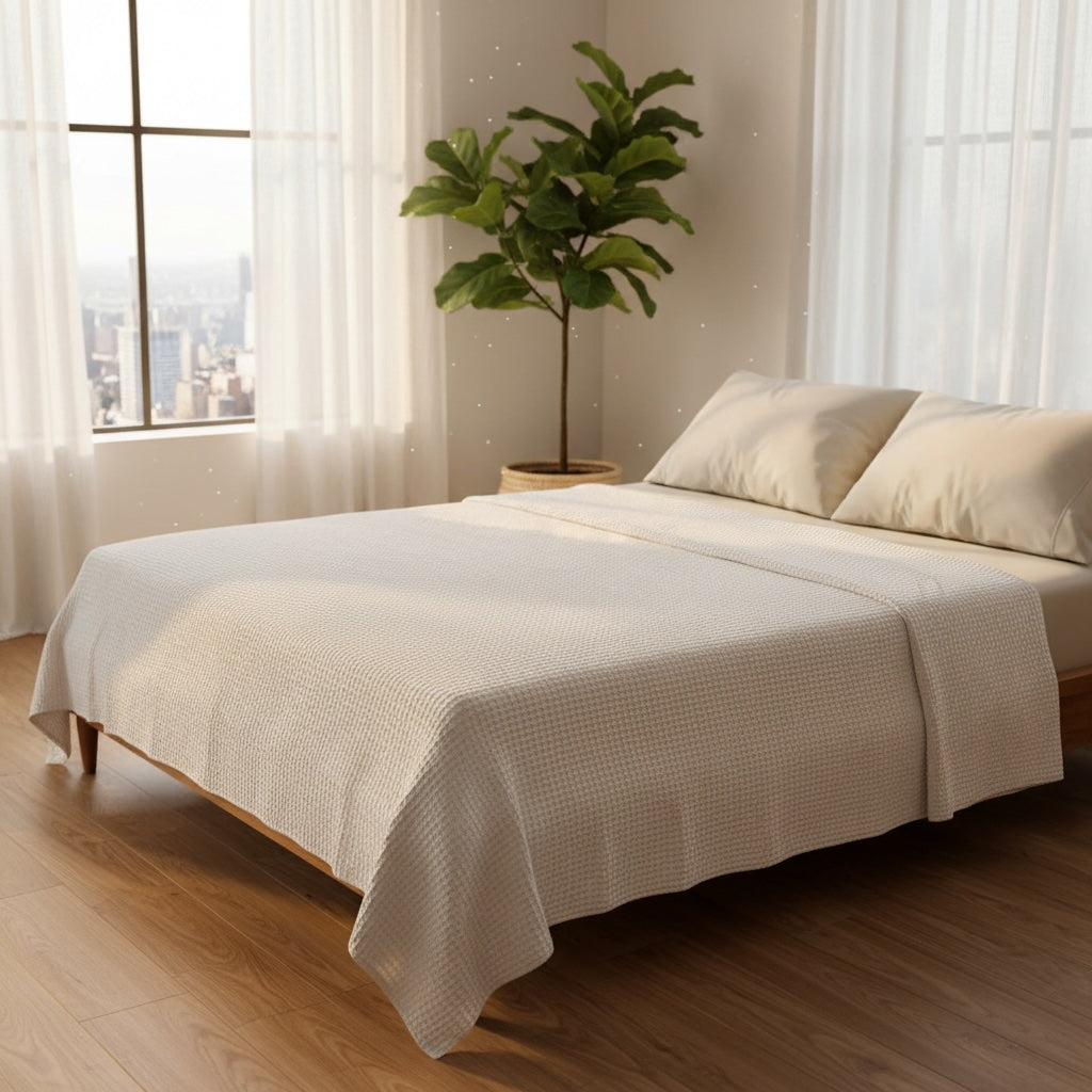 Microcheck Cotton Thermal Blanket-3