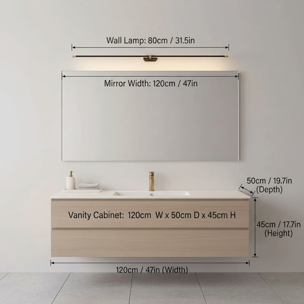 Linora | Linear LED Wall Sconce with Dimmable Warm Light | Metal Vanity Lamp for Mirrors