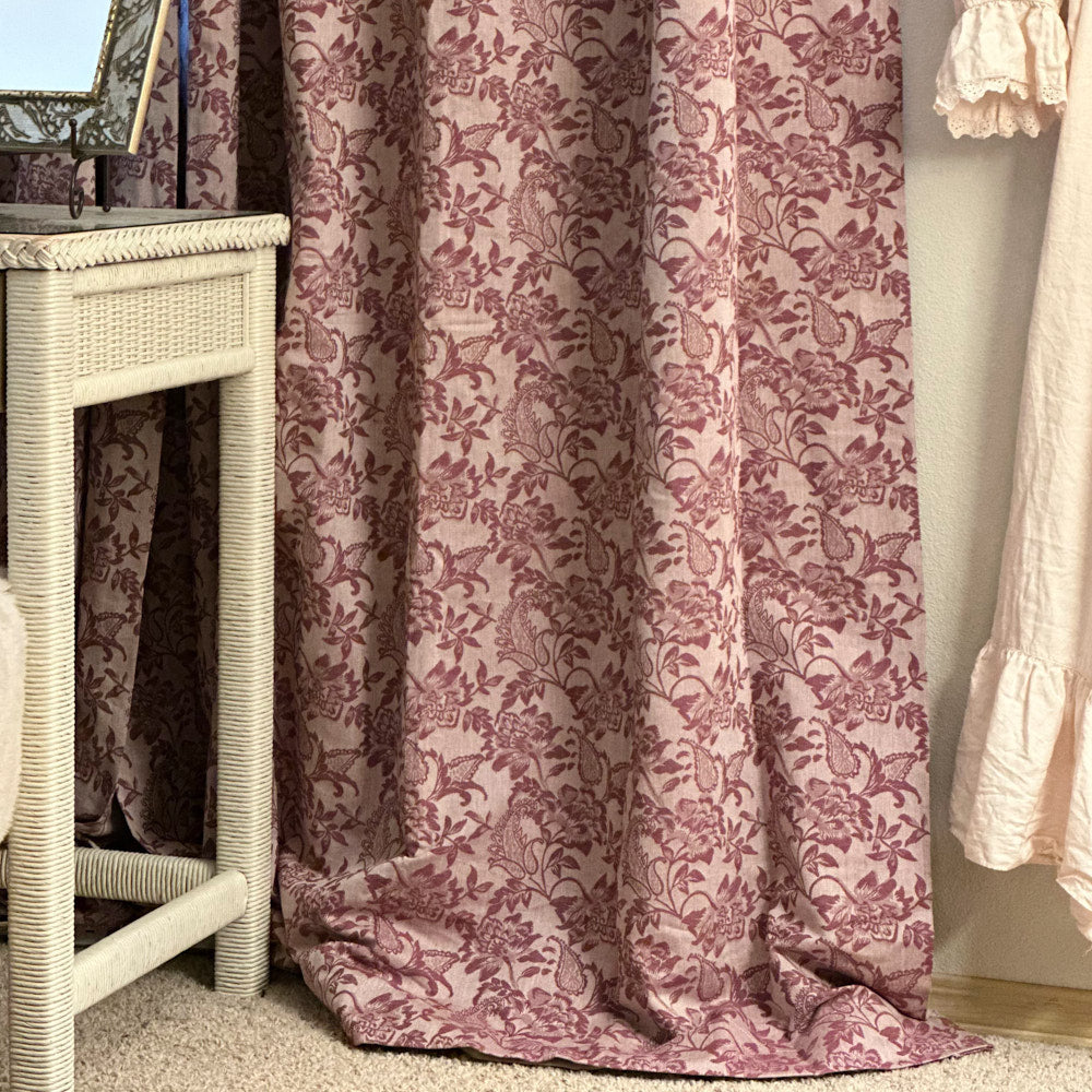 Minnie Rustic Style Subtle Floral Cotton Curtains