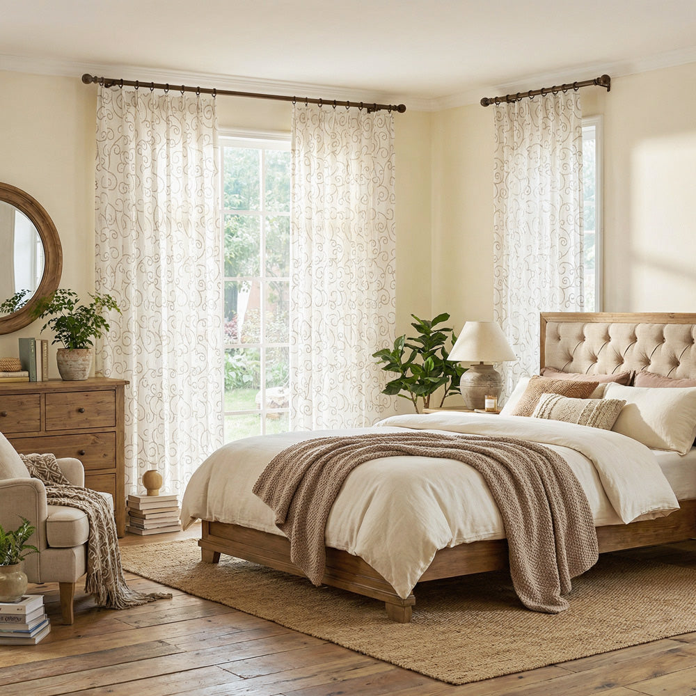 Minta Artistic Branches Embroidered Curtains