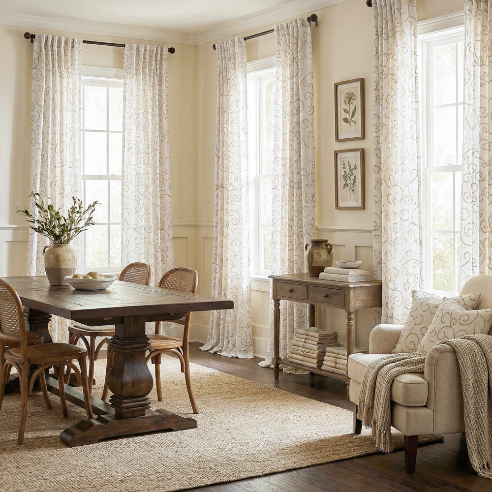 Minta Artistic Branches Embroidered Curtains