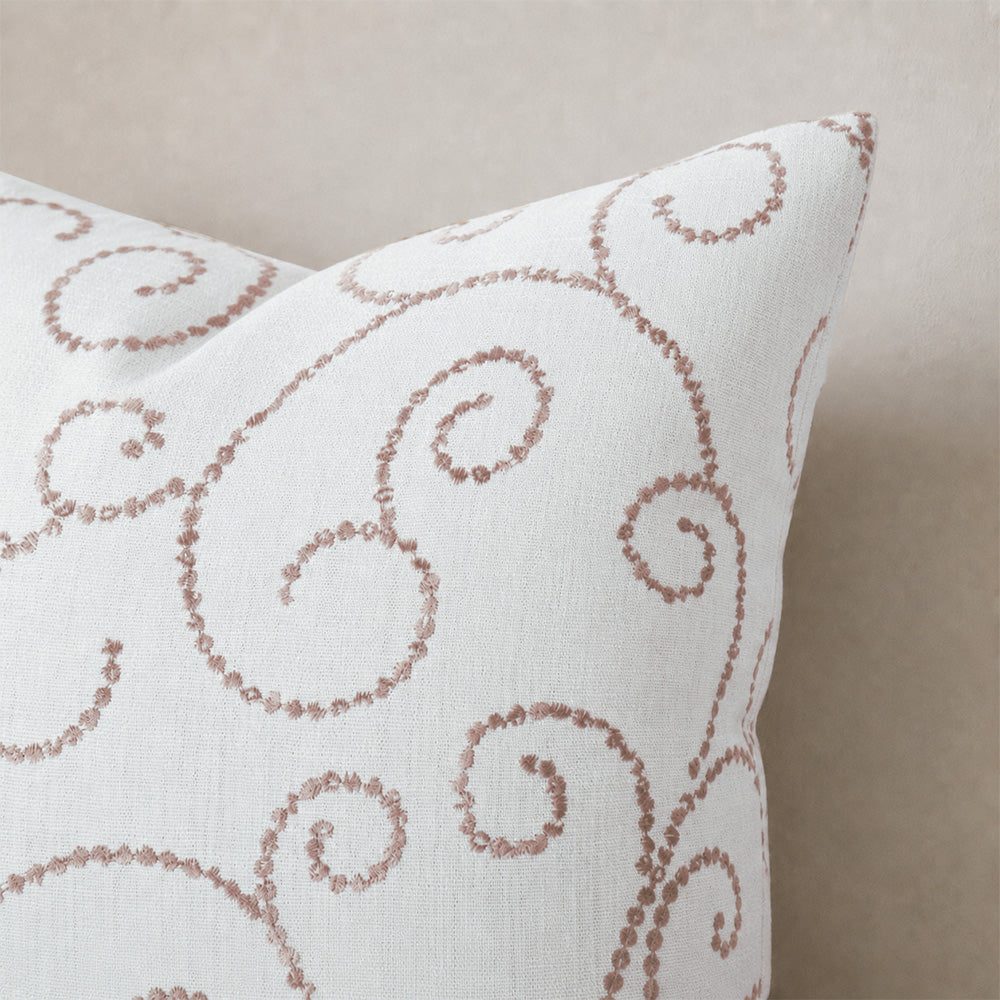 Minta Embroidered Scroll Pillow Cover