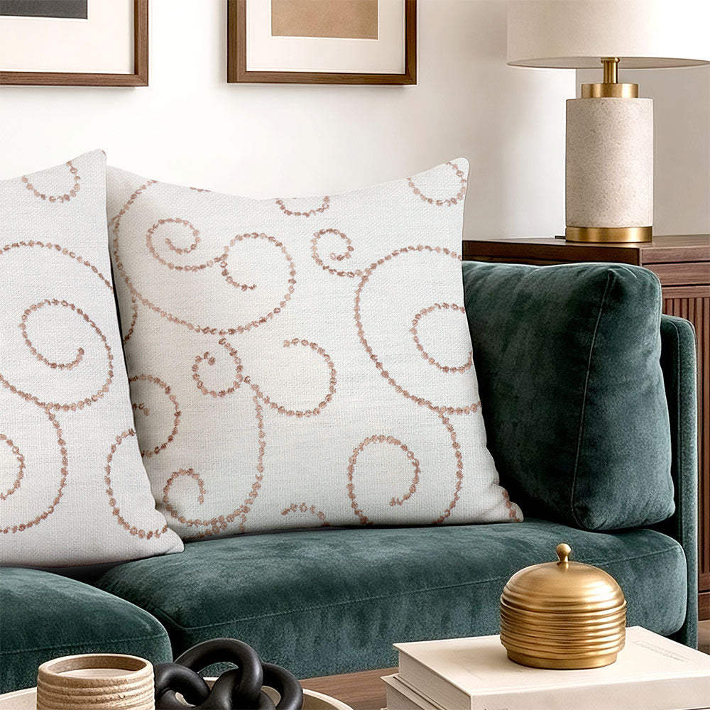 Minta Embroidered Scroll Pillow Cover