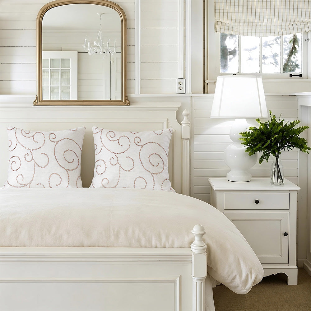 Minta Embroidered Scroll Pillow Cover