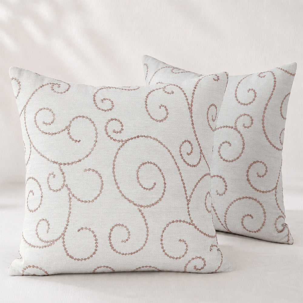 Minta Embroidered Scroll Pillow Cover