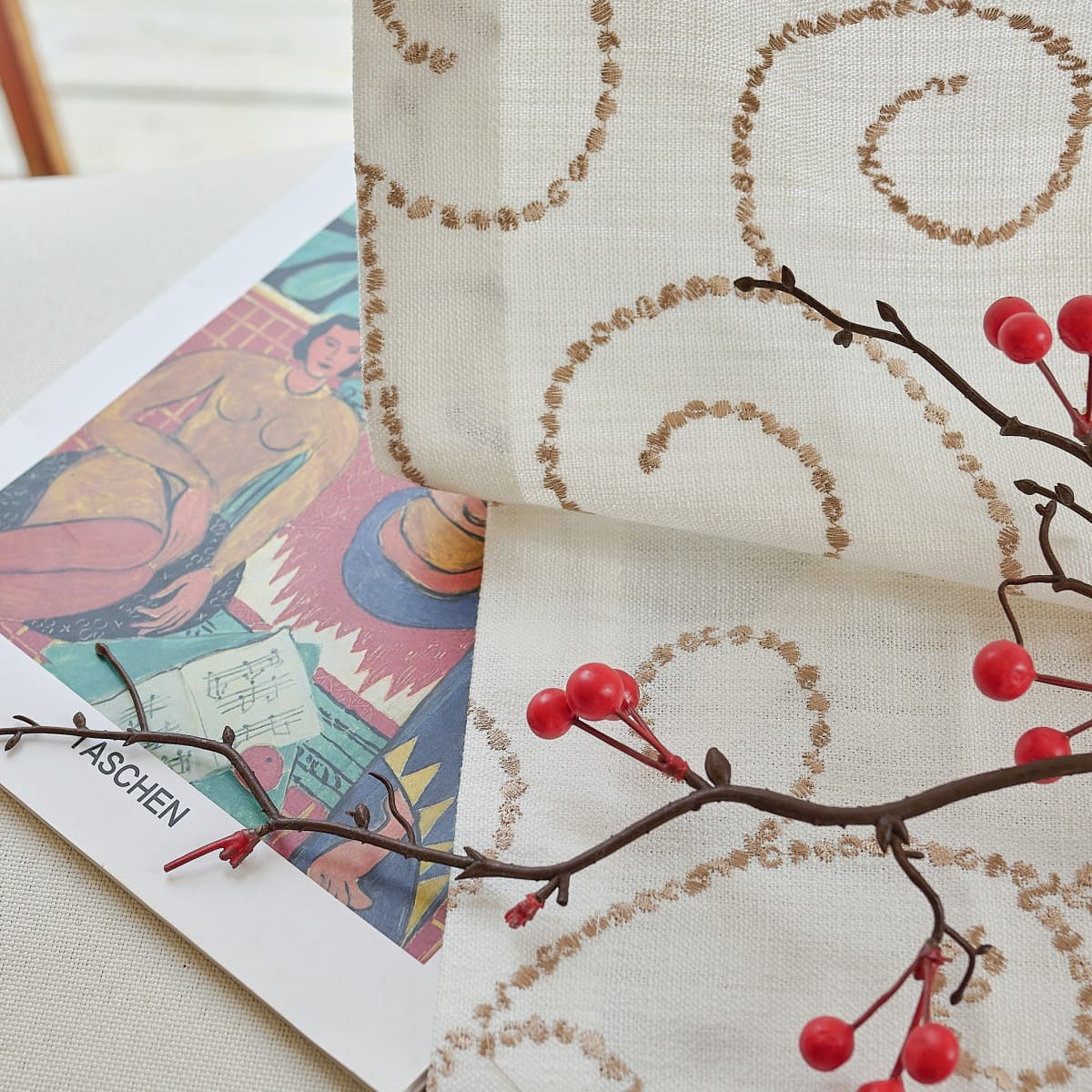 Minta Artistic Branches Embroidered Curtains