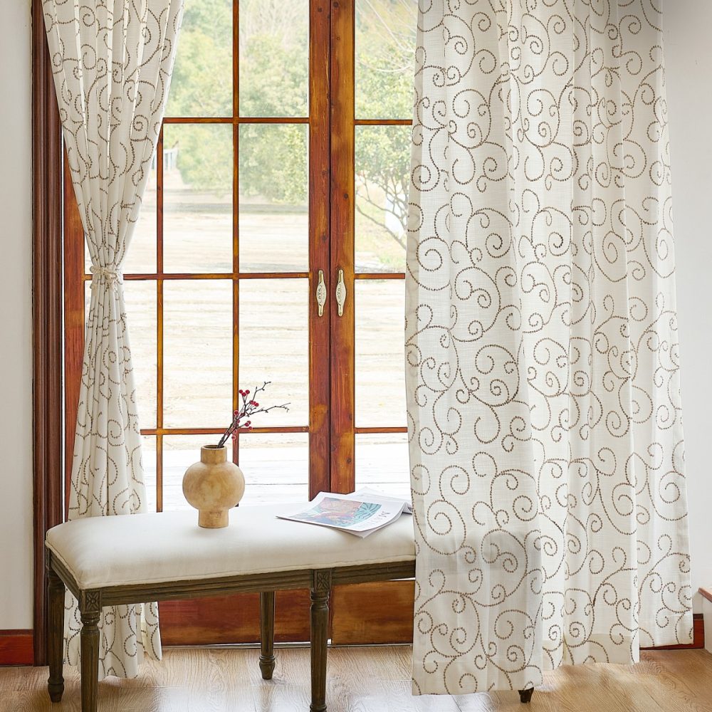 Minta Artistic Branches Embroidered Curtains