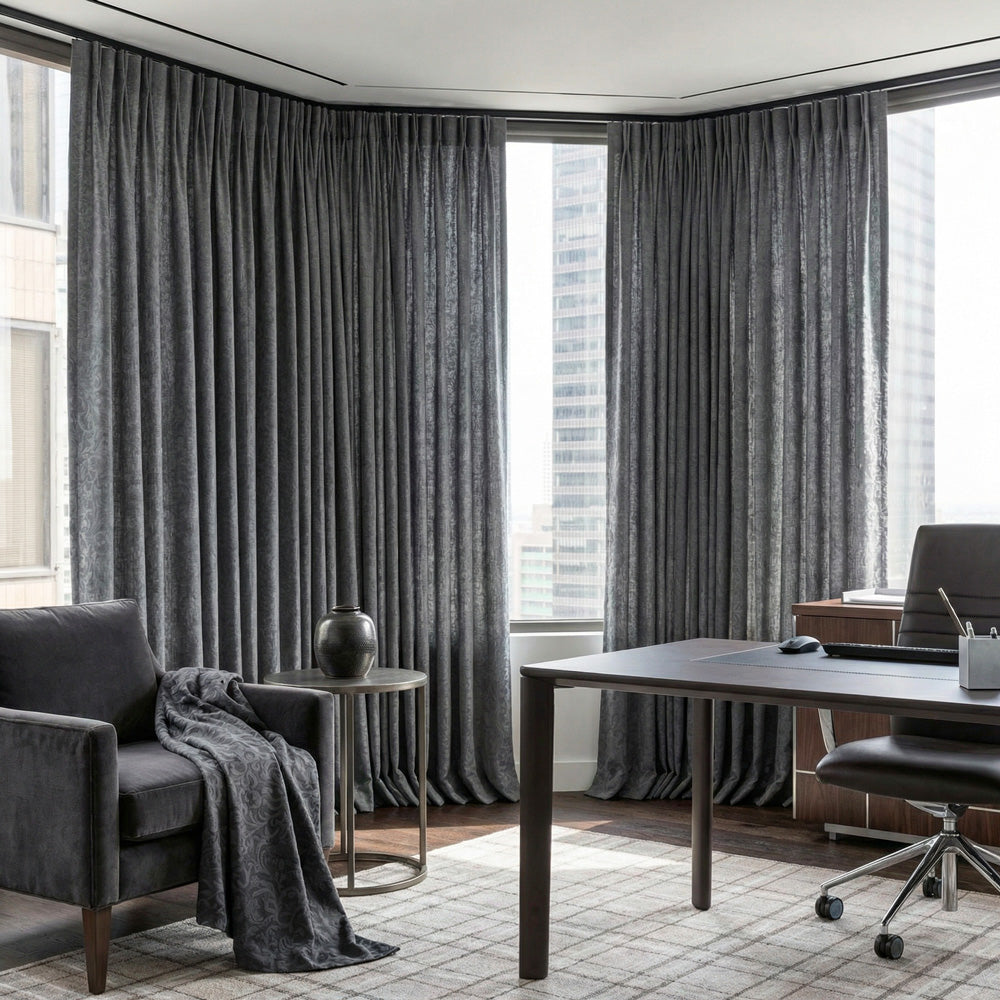 Miranda Subtle Floral Linen Cotton Jacquard Curtains