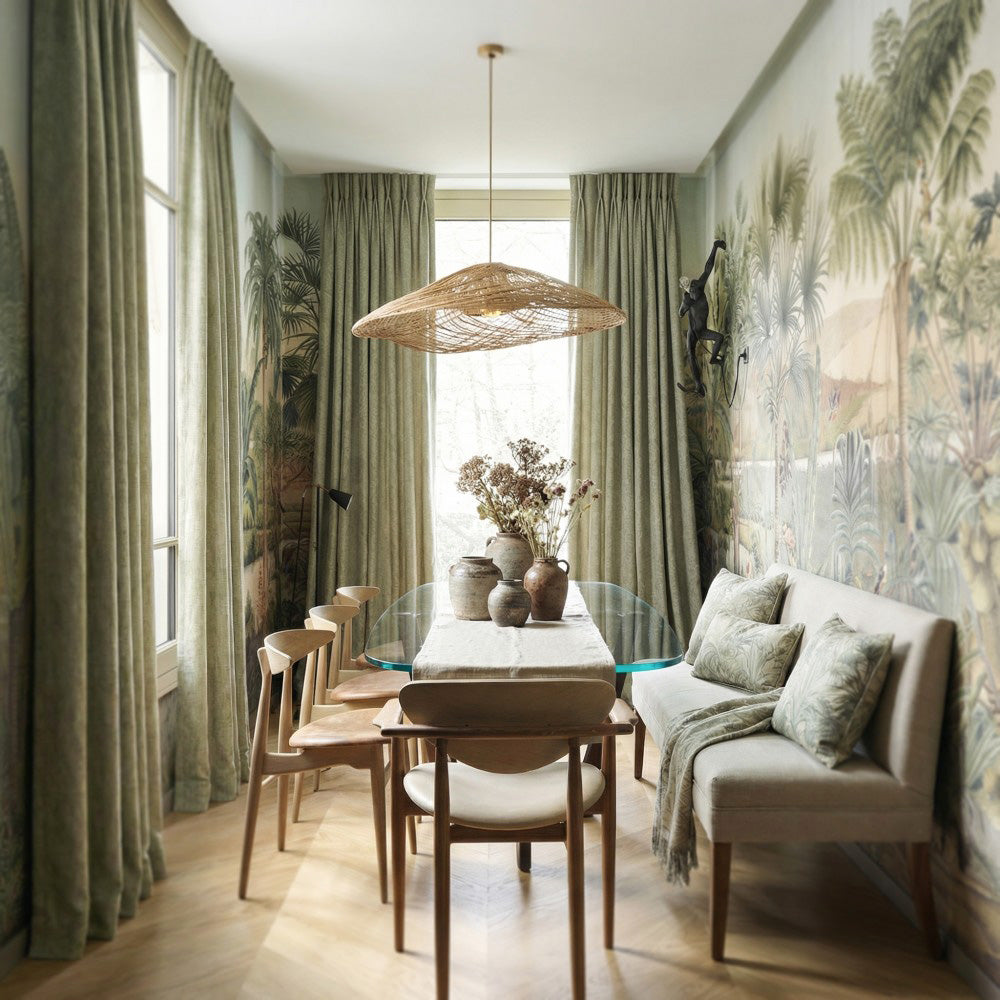 Miranda Subtle Floral Linen Cotton Jacquard Curtains