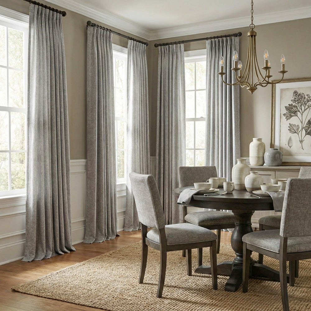 Miranda Subtle Floral Linen Cotton Jacquard Curtains