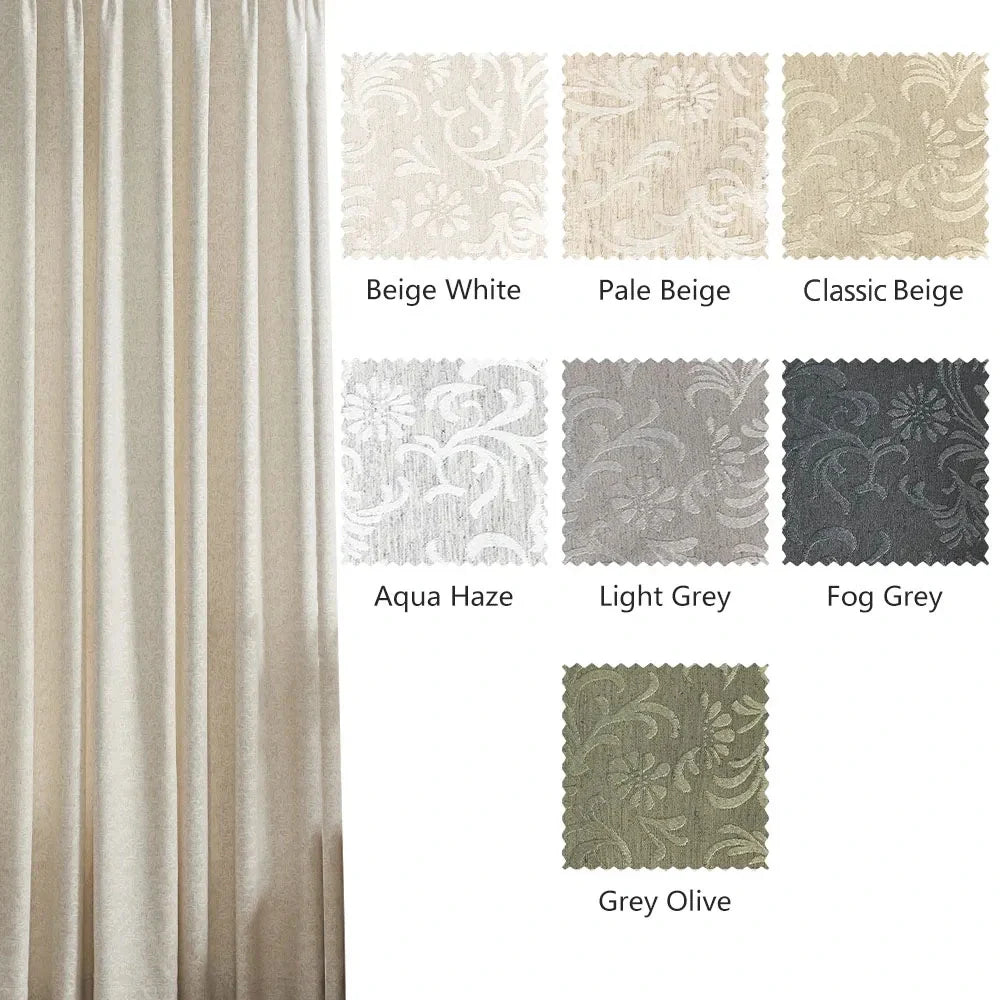Miranda Subtle Floral Linen Cotton Jacquard Curtains