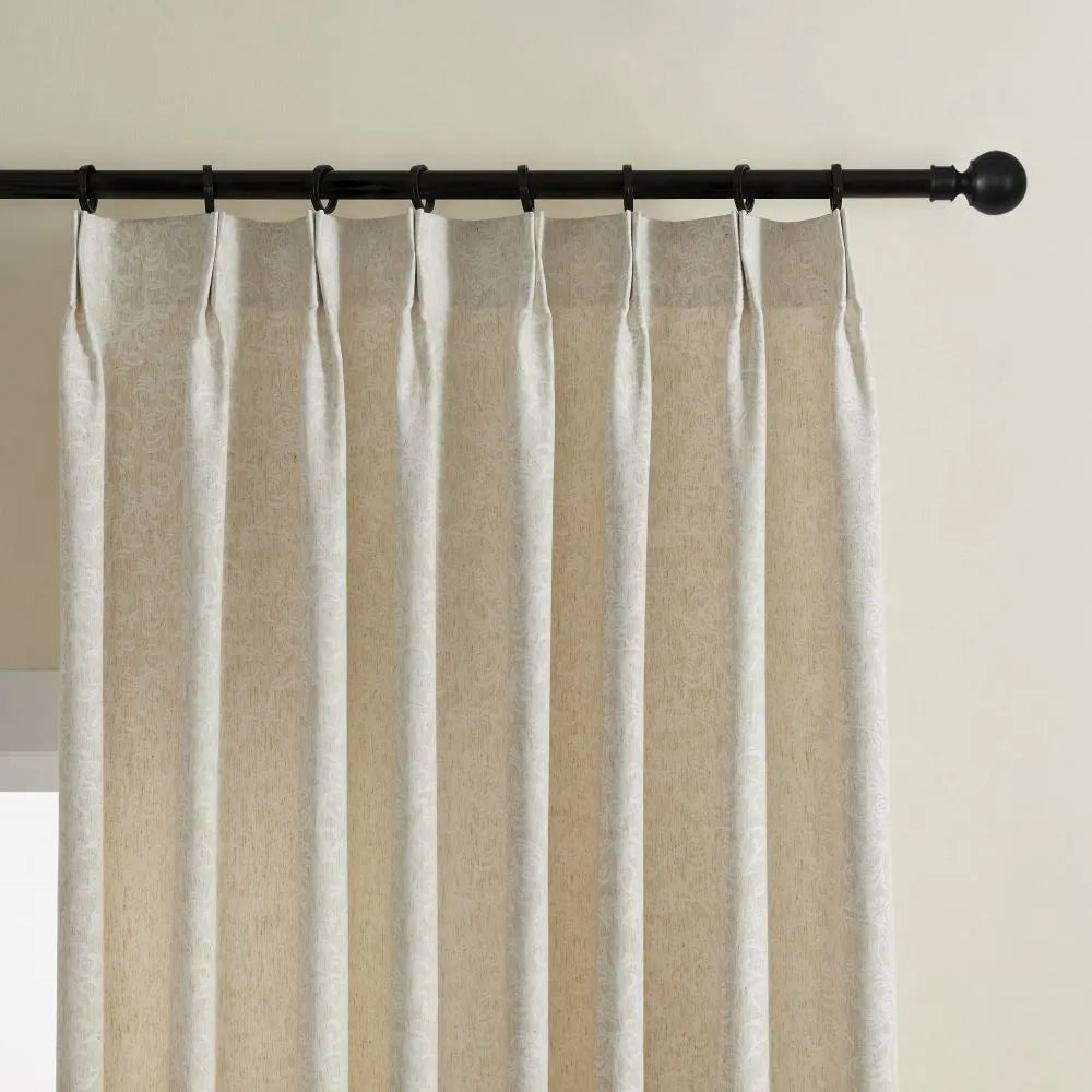 Miranda Subtle Floral Linen Cotton Jacquard Curtains