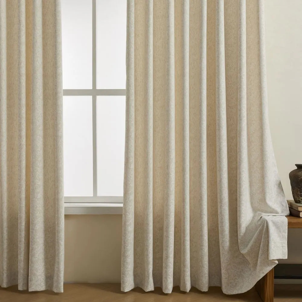 Miranda Subtle Floral Linen Cotton Jacquard Curtains