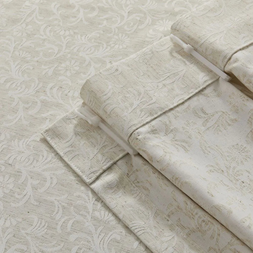 Miranda Subtle Floral Linen Cotton Jacquard Curtains