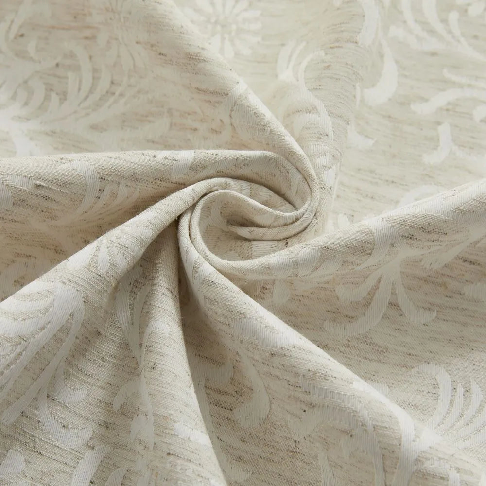 Miranda Subtle Floral Linen Cotton Jacquard Curtains