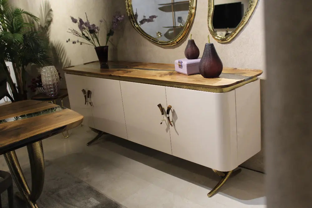 Resin and Walnut Credenza - Modern Sideboard | Ivory Collection