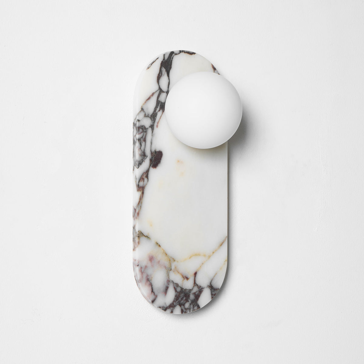 Marmo Series | Italian Marble Wall Sconce with Opaline Glass Globe for Bedside