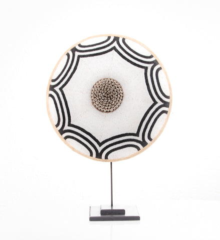 Beaded Cameroon Shield Black & White  on stand | Octagon Design-1