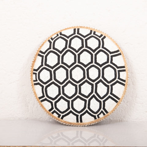 Beaded Cameroon Shield Black & White on stand | Hexagon Dark Design-4