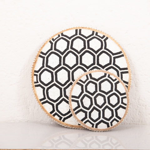 Beaded Cameroon Shield Black & White | Hexagon Dark Design-0