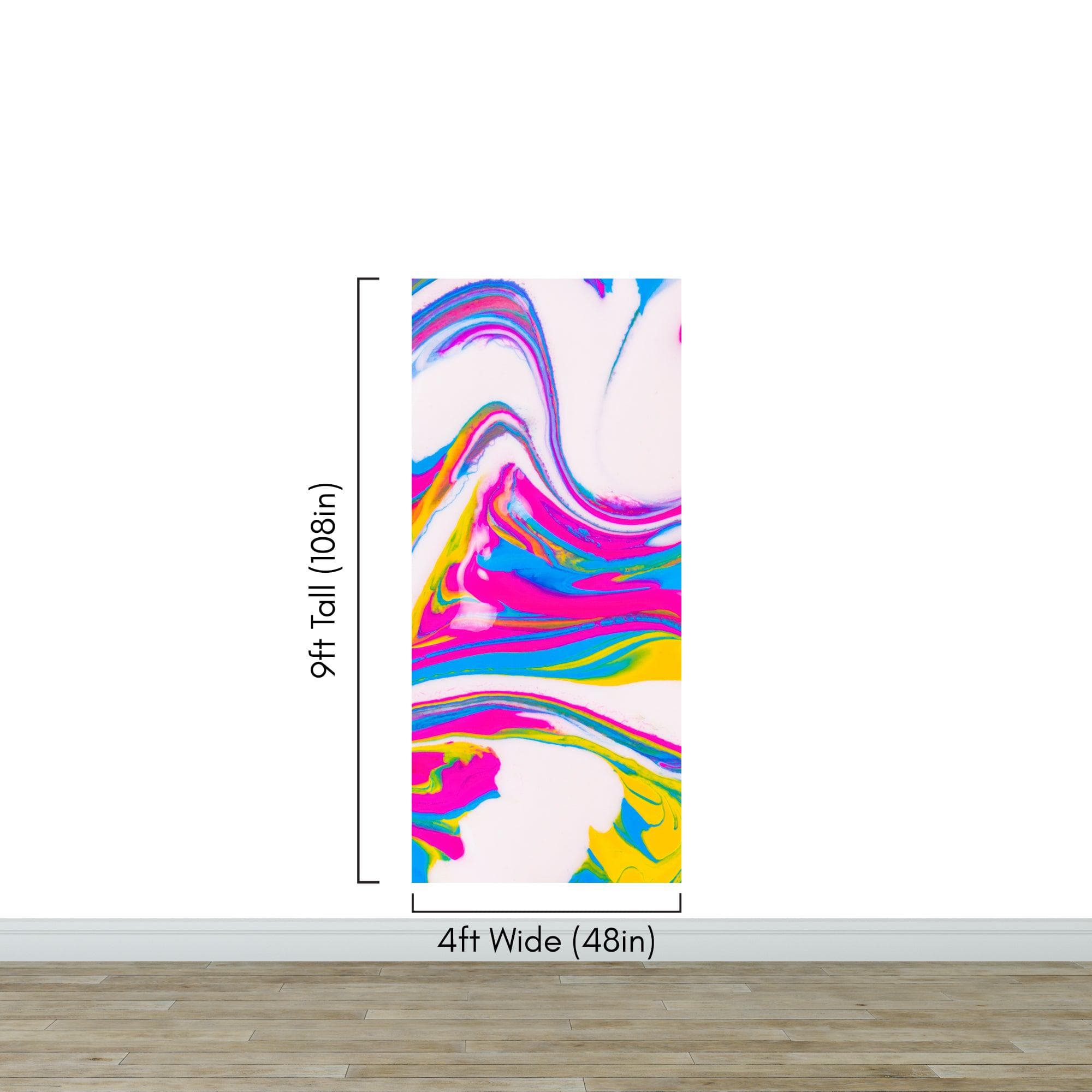 Vibrant Neon Ink Swirl Wallpaper. Abstract Pink, Yellow & Blue Colors. #6980