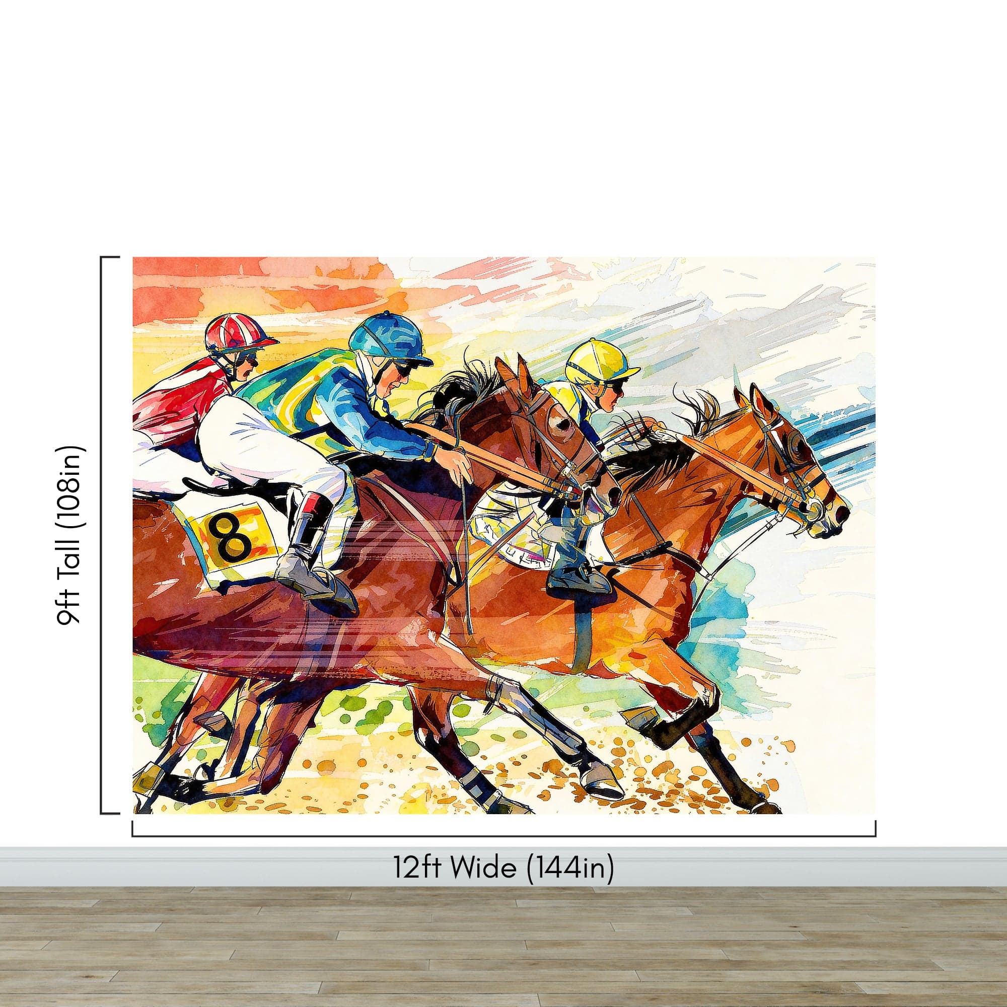 Jockey Equestrian Horse Racing Colorful Wall Mural. #7047