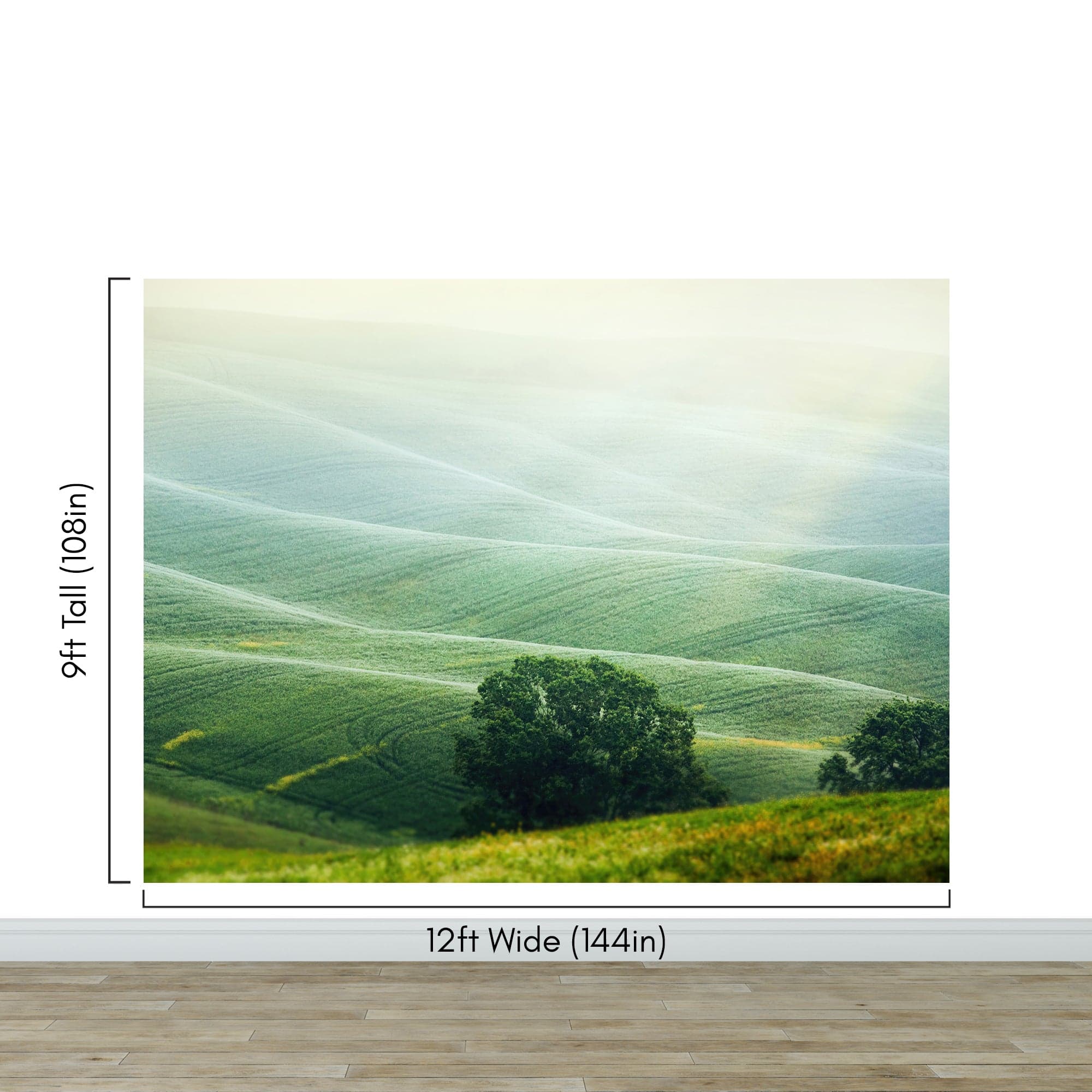 Tuscany Rolling Hills Meadow Wall Mural. Italian Countryside. #7053