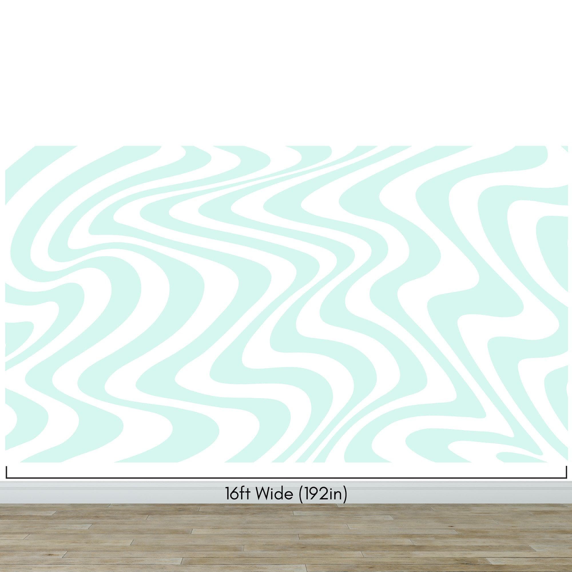 Mint Color Swirly Lines Abstract Wallpaper Mural. #6689