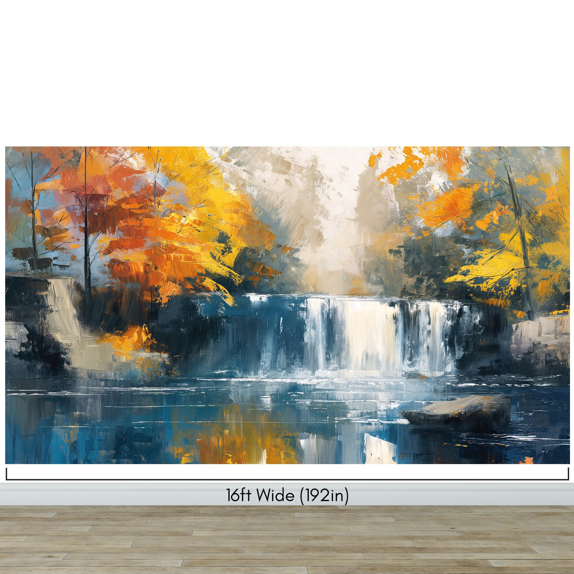 Tropical Waterfall Colorful Painting Wallpaper Mural. #7049