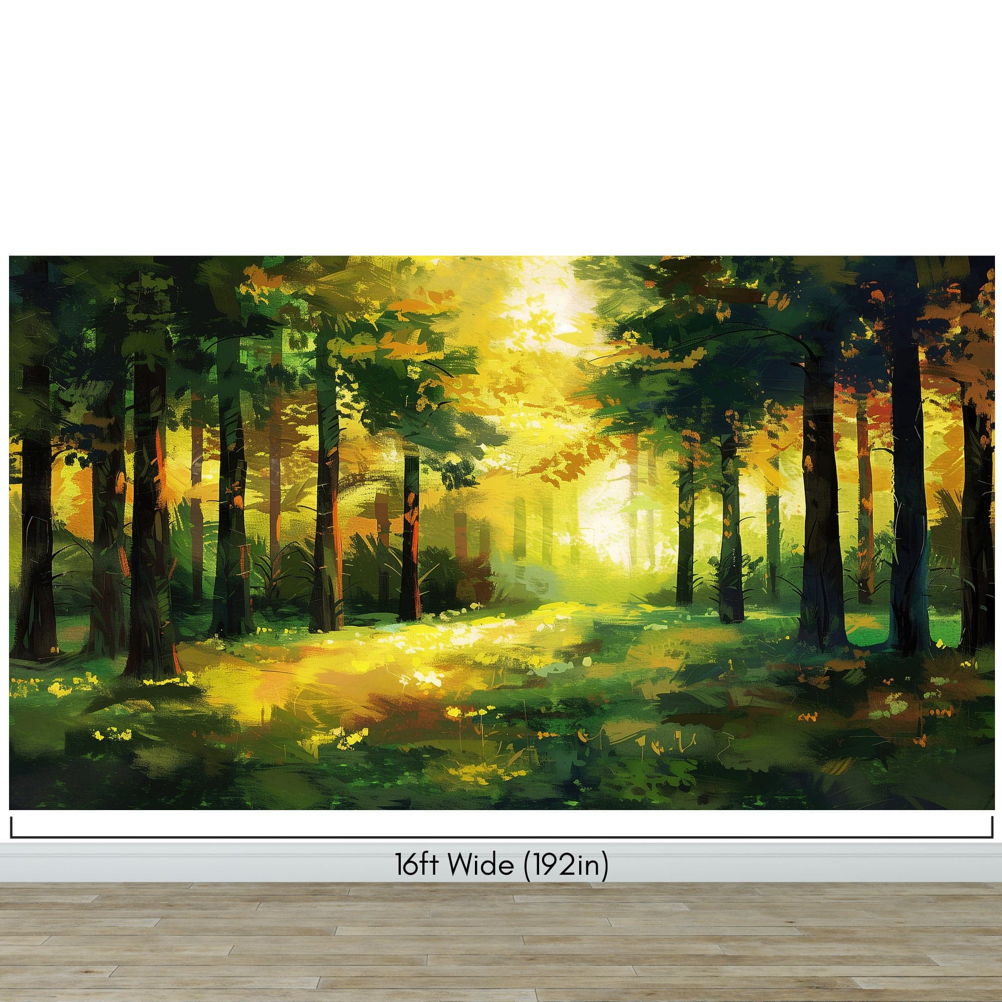 Green Forest Painting Wallpaper Mural. #7018