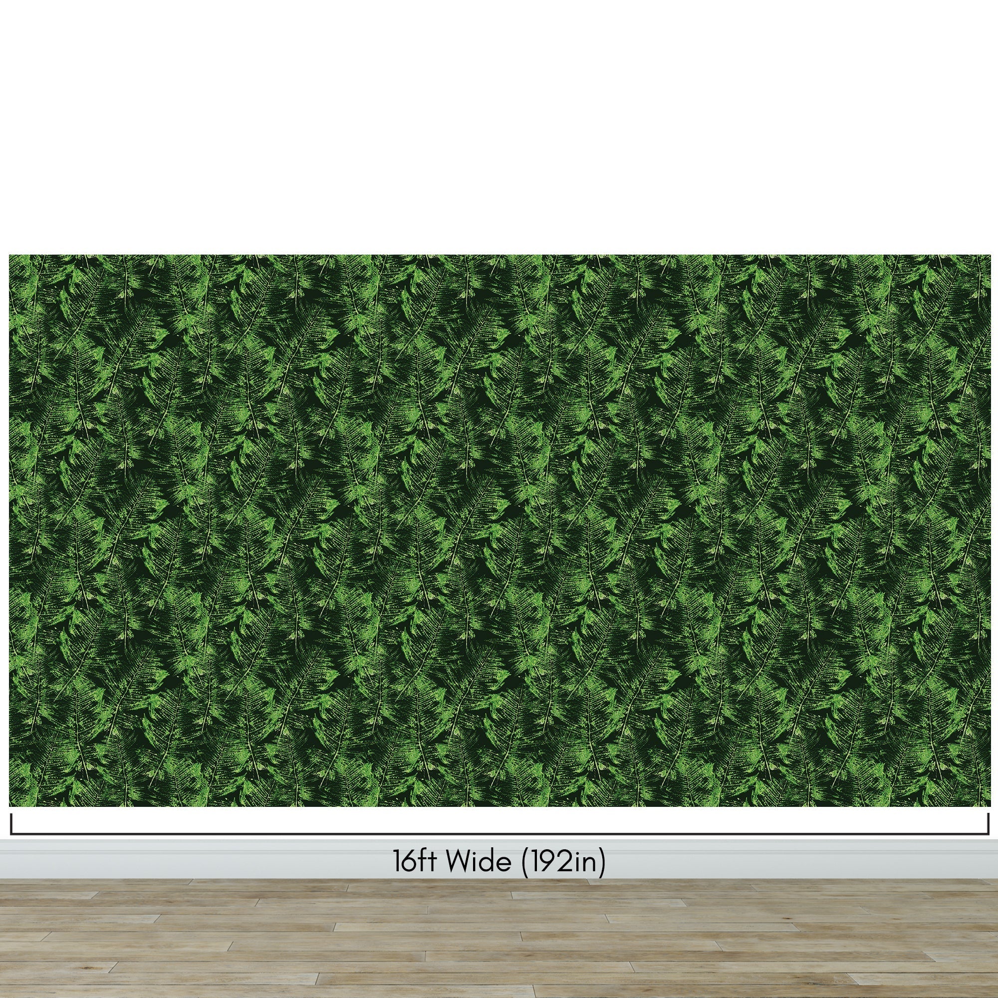 Green Leaves Pattern Wallpaper Mural. Botanical Wall Mural. #6744