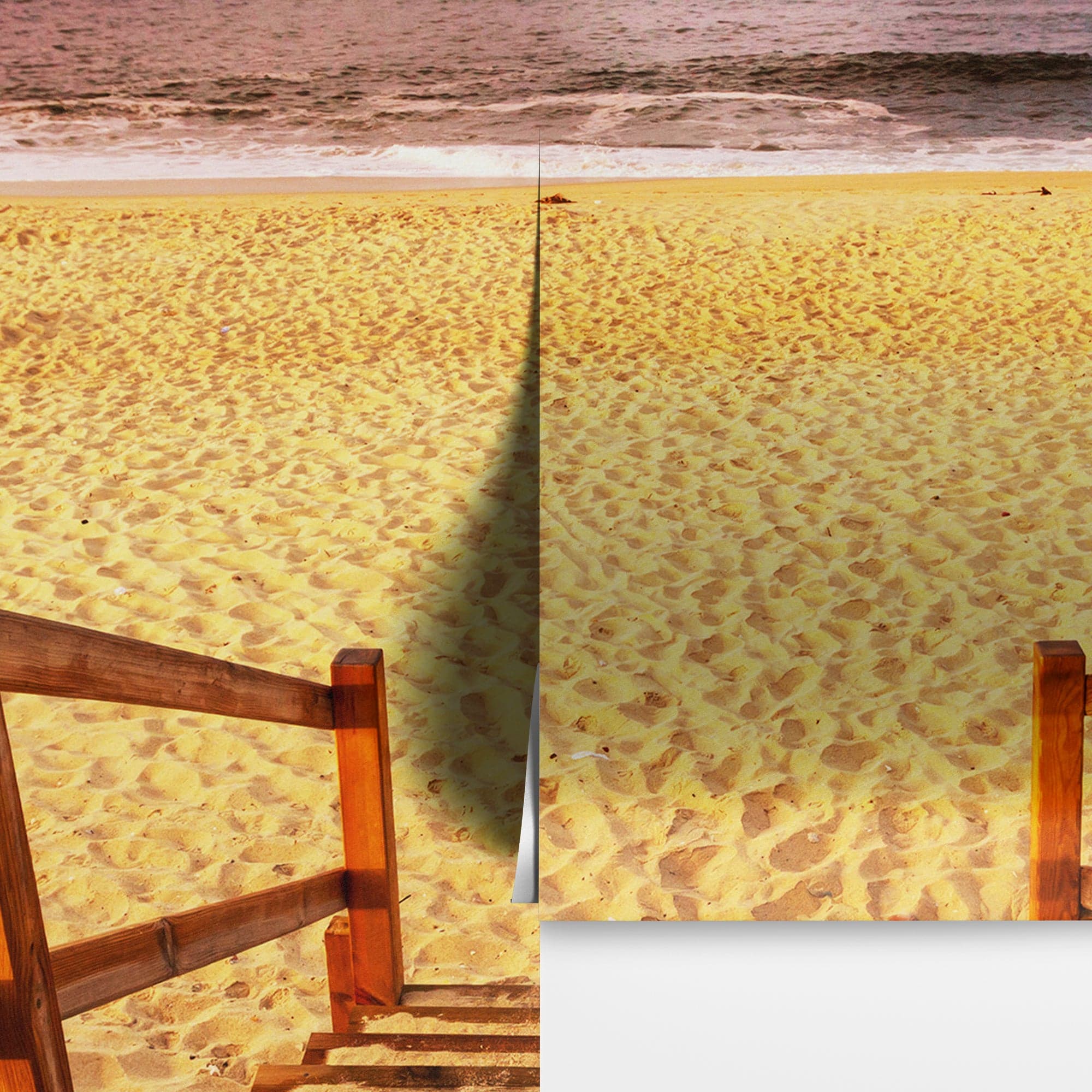 Yellow Sunset on Beach Wallpaper Mural. #6049